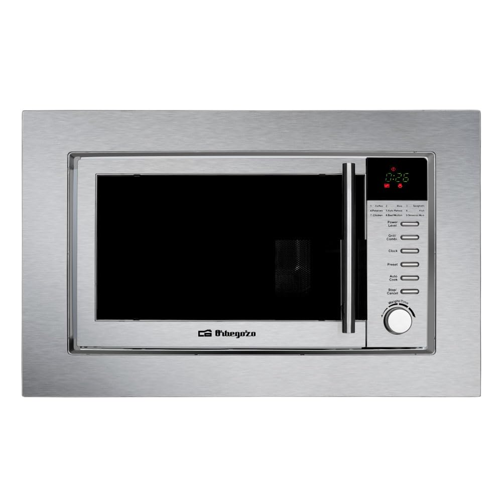 ORBEGOZO MIG 2025 Microondas 20L 800W con Grill 1000W, 6 niveles potencia, 9 programas automáticos, temporizador 95 min, descongelación, señal fin, full inox, 230V