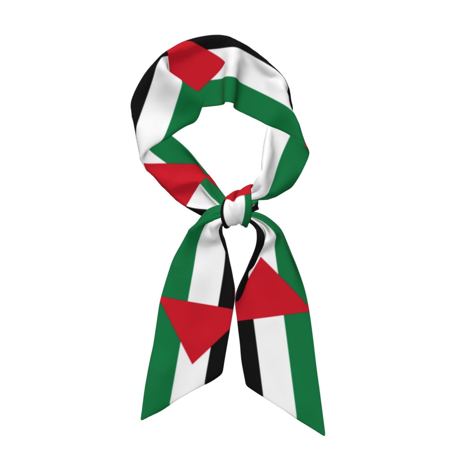 Whjshop Women's Black Fashion Scarf Flag Of The State Of Palestine Printed Satin Headscarf Chic Tie, Hair Scarf, Wristband