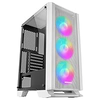 Mars Gaming MC-C Weiß, ATX PC Gehäuse, Metall-Mesh Frontplatte, Gehärtetes Glas, 3 Frontlüfter FRGB 120mm
