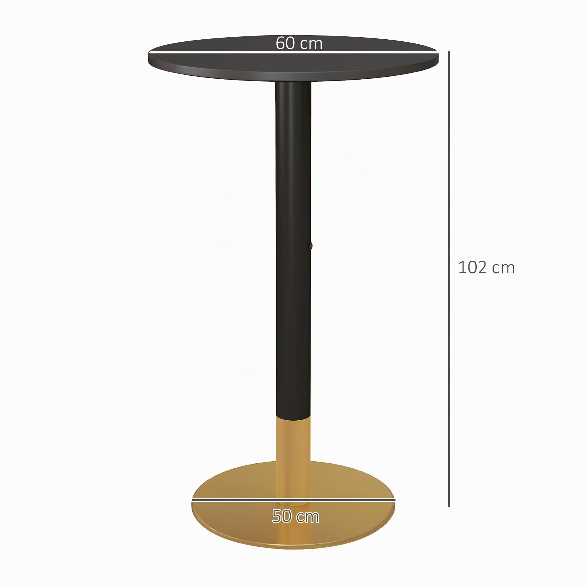 HOMCOM Table de Bar Ronde Mange-Debout 60L x 60l x 102H cm Noir