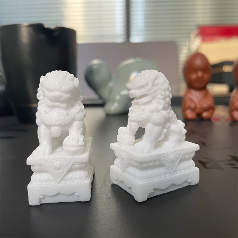 Amazon.co.jp: 風水 獅子 置物 魔除け 白獅子 1対セット 風水グッズ