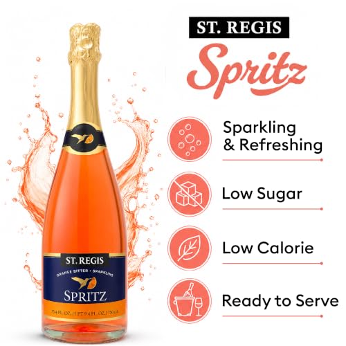 Image of ST. REGIS Non-Alcoholic Orange Spritz Beverage, 25.4 fl oz, 4-Pack, Low Calorie, Low Sugar, Orange Bitter Sweet, Product of Spain