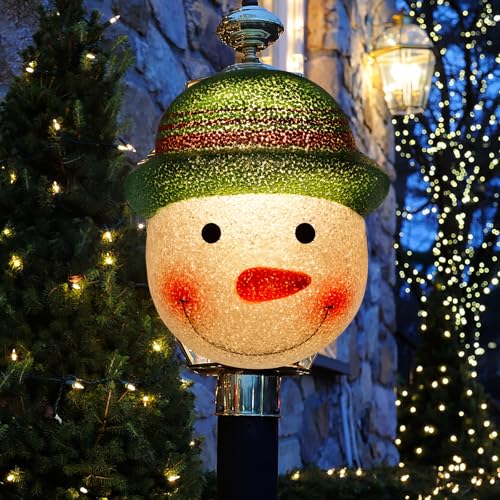 Christmas Snowman Porch Light Covers for Porch Lights, Garage Lights, Front Doors, Yards, Gardens, Large Lamps, Christmas Outdoor Decorations Snowman Lamp Post Covers Christmas Porch Decorations