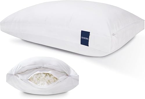 Miniatura 11 de ACCURATEX Juego de 2 almohadas de tamaño estándar, almohada híbrida de espuma viscoelástica triturada [loft ajustable], funda de algodón extraíble