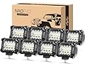 NAOEVO 4 Inch LED Pod Lights, 480W 48,000LM LED Fog/Driving/Off Road Lights with Spot Flood Combo, Cube Pods for Truck Boat ATV UTV Pickup, 8 Pcs (White)