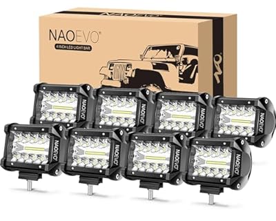 NAOEVO 4 Inch LED Pod Lights, 480W 48,000LM LED Fog/Driving/Off Road Lights with Spot Flood Combo, Cube Pods for Truck Boat ATV UTV Pickup, 8 Pcs (White)