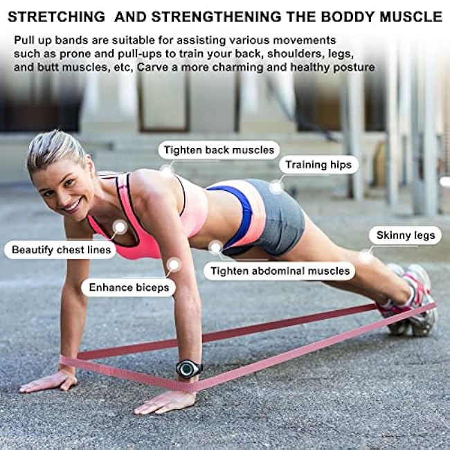 Resistance Bands with Handles,Pull Up Bands Fabric Long Resistance Bands Set of 10 Long Workout Bands with Door Anchor, Handles, Exercise Bands for Working Out, Weight Training