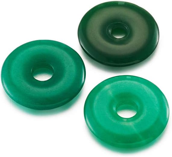 FASHEWELRY 10Pcs Natural Jade Donut Disc Gemstone Pendants 24-25mm Large Hole Healing Chakra Polished Stone Flat Round Bead Charms for Jewelry Making Hole: 5mm - Image 7