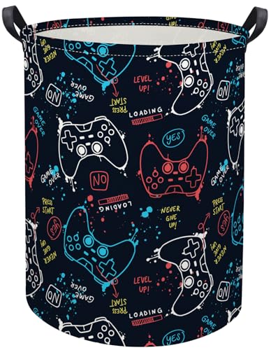 HIYAGON Game Laundry Basket Boys Kids Baby Laundry Hamper Dirty Clothes Organizer Toy Storage Bin Nursery Hamper for Bedroom Room Decor(Game)