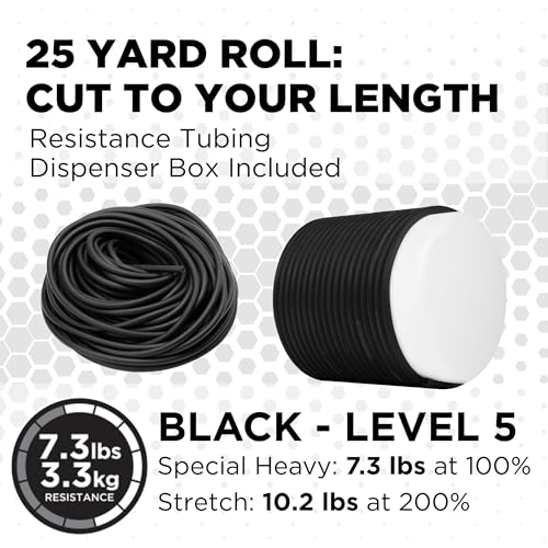 Image of THERABAND Latex Resistance Tubing, Black, Special Heavy Level 5, 25 ft Roll, Professional Grade for Upper and Lower Body Workouts, Cut-to-Length, Color-Coded Resistance Levels