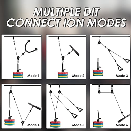 Cable Weight Pulley System For Gym, Upgraded Cable Pulley Attachments For Gym Biceps Curl, Arm Workouts, Triceps With 2 Pulley, Lat Pull Down Bar, Weight Pulley System Home Gym Add On Equipment #TOP4