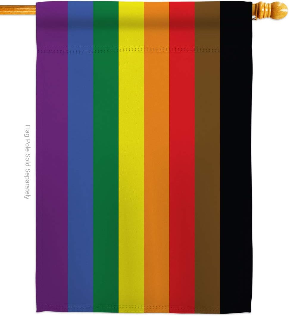 Americana Home & Garden Pride Philadelphia Rainbow House Flag Support Rainbow Love LGBT Gay Bisexual Pansexual Transgender Small Decorative Gift Yard Banner Double-Sided Made in USA 28 X 40