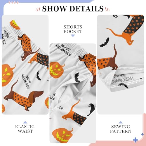 Dachshund Pumpkin Boys Long Pants Soft Trousers Elastic Waist Kids Lounge Bottoms with Pockets S-XL4