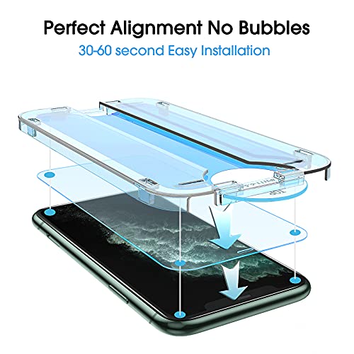 Image of amFiIm OneTouch for iPhone 11 Pro Max Screen Protector 6.5 inch Tempered Glass | Auto-Alignment, 30s Install, Bubble Free, 9H Hardness, Scratch & Drop Protection, HD Clear, Case Friendly, 2 Pack (11P-6.5'')