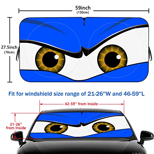 Car Windshield Sun Shade, Car Sun Shade Funny Car Eyes Sun Visor For Car Windshield, Wear-Resistant Black Tape, Foldable 59‘’X27.5‘’… #TOP1