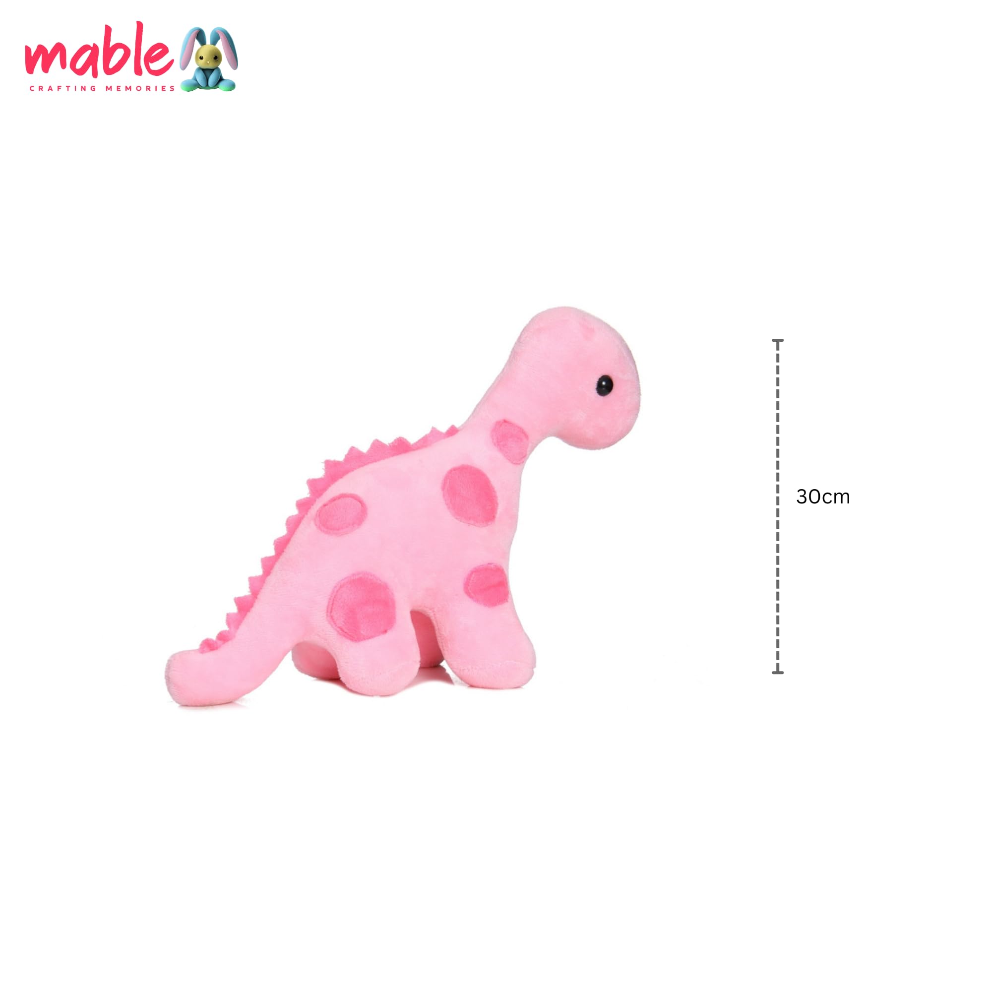 MABLE Millo Dino Soft Toy | Cute Dinosaur Toy for Babies & Kids | Ultra-Soft Stuffed Animal for Boys & Girls | Ideal Gift for Birthdays, Playtime & Nursery Decor (30CM Pink) 3