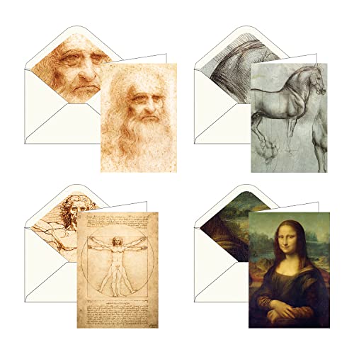 Image of RainCaper Fine Art Keepsake 5x7 Blank Stationery da Vinci Greeting Note Cards With Decorative Envelopes, Gift Boxed Set of 16 | 300 GSM Cardstock (da Vinci Favorites)