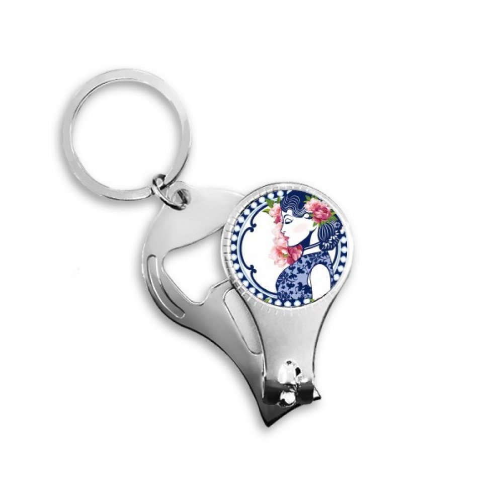 Décapsuleur porte-clés motif fleur et coupe-ongles pour vos soirées et voyages