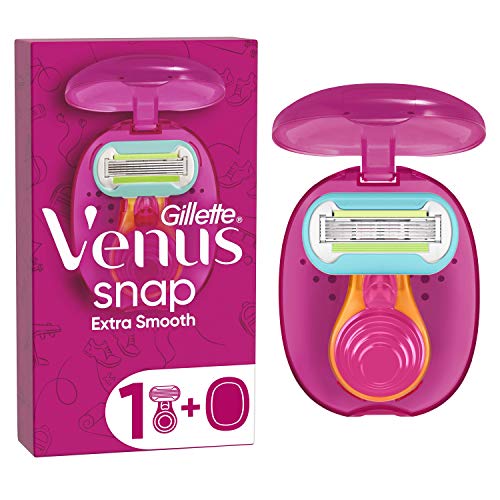 Gillette Venus Extra Smooth Snap Womens Razor + 1 Razor Blade Refills Mini Handle Lubrastrip with A Touch of Avocado Oils