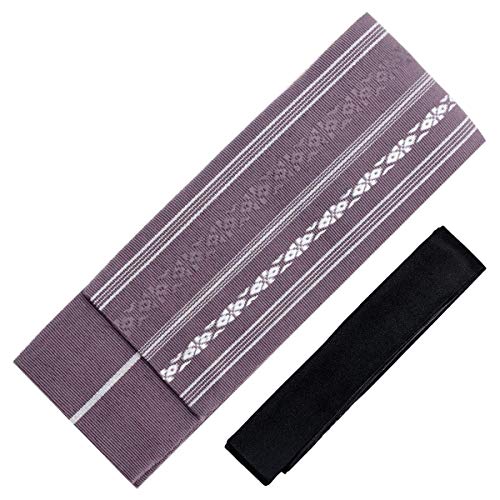 KYOETSU Men\'s Japanese Kakuobi set Kenjo Kakuobi + Waist string 2Piece-Set(Kakuobi / Koshi Himo) (Purple)