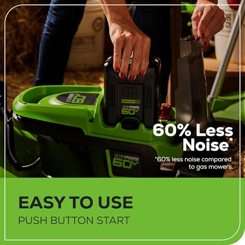 Image of Greenworks 60V 21 inch Brushless (Push) Cordless Lawn Mower, 5.0Ah Battery + Bonus 4.0Ah Battery (1 /2 Acre, Rapid Charger, 4-in-1, LED Lights, IPX4)