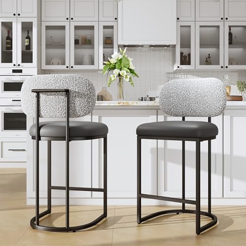 ALPHA HOME Barhocker 2er Set mit Lehne Küchenhocker mit Fußstütze