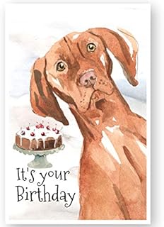 Hungarian Vizsla Dog Birthday Card, Vizsla Dog Greetings Card, Hungarian Vizsla Dog.
