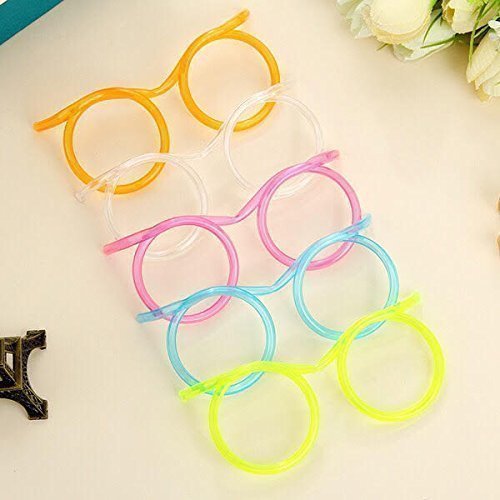 Okayji Crazy Funky Drinking Silly Straw Glasses Novelty Tube Joke Fun