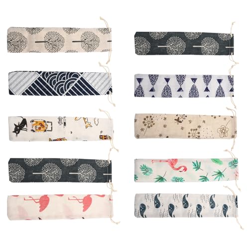 Fundas de cubiertos de lino reutilizables pack 10 para acampada 2