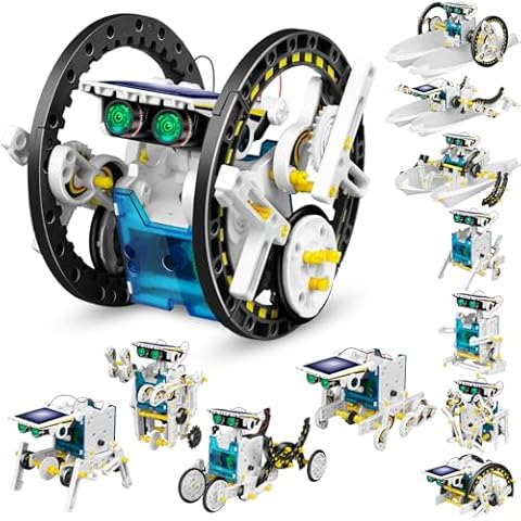 Dioju 13-in-1 Solar Robot Toys for Ages 8 9 10 11 12 Year Old Boys Girls, STEM Science Kits for Kids Age 8-12, Building Experiments Robotics Kit STEM Projects for Kid Christmas Birthday Gifts (White) Cover