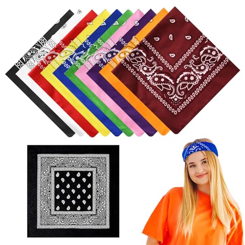 Lunyloer Paisley Bandana, 10pcs Trendy Multifunction Cowboy 