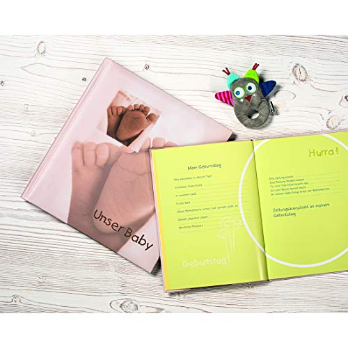 Hama Baby-Tagebuch für Jungen und Mädchen (Babyalbum mit 44 illustrierten Seiten, Album zum Selbstgestalten) beige