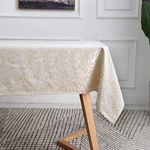 Maxmill MM-DOVE-BEIGE-52X70 Jacquard Table Cloth Damask Pattern Spillproof Wrinkle Resistant Heavy Weight Soft Tablecloth thumb #7
