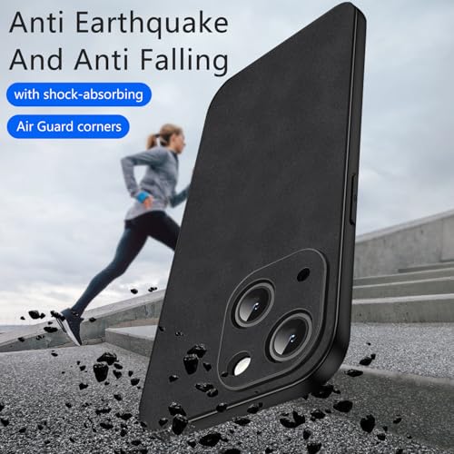 Coque iPhone 15 en daim PU noir | Protection élégante et légère de luxe