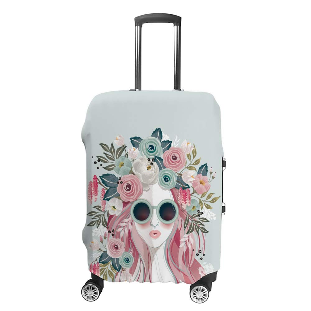 Housse de protection pour bagages voyage motif coiffe florale extensible