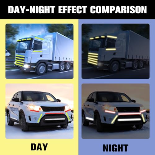 3 Rolls Reflective Tape, 2.5cm x 3m Waterproof Reflective Tape Adhesive Warning Night Reflector Strips High Visibility Stickers High Intensity for Outdoor Vehicles Safety Reminder Yellow White Red - Image 2