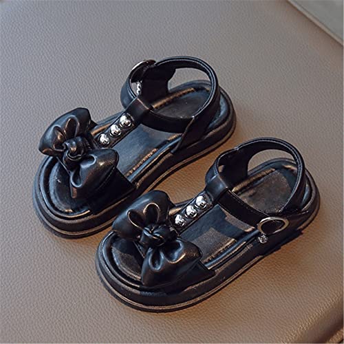 Kids Baby Summer Girls Sandals Love Bow Design Princess Shoes Dress Flat Shoes Little Girl Dress Up Clothes for Play (Black, 3 Big Kids)4