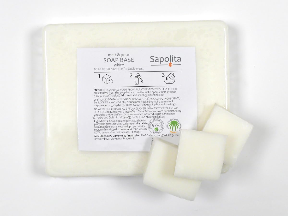 10 kg de base de jabón para fabricación de jabón, jabón de glicerina, jabón crudo, color blanco (sin SLS)