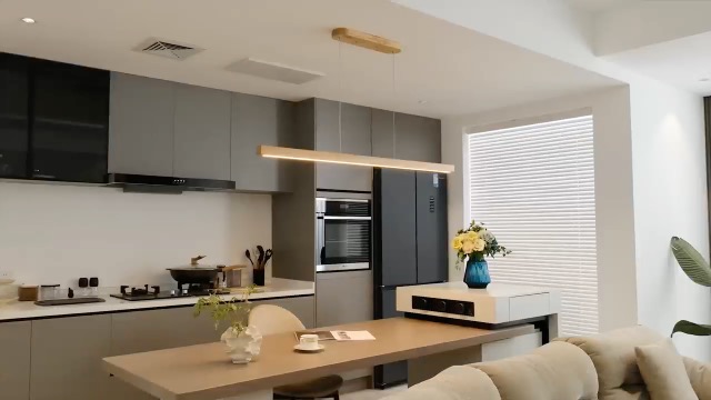 Image of 39 inch Wooden Linear Pendant Light LED Pendant Lights Dimmable Pool Table Island Lights Modern Linear Chandeliers for Dining Room Kitchen Ceiling Pendant Lamp for Kitchen Island Billiard Room Natural