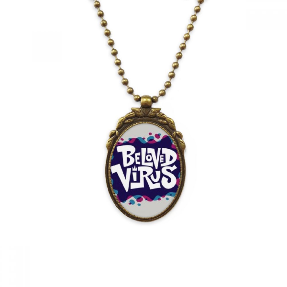 DIYthinker Graffiti Street Blue Red Beloved Virus Antique Brass Necklace Vintage Pendant Jewelry Deluxe Gift
