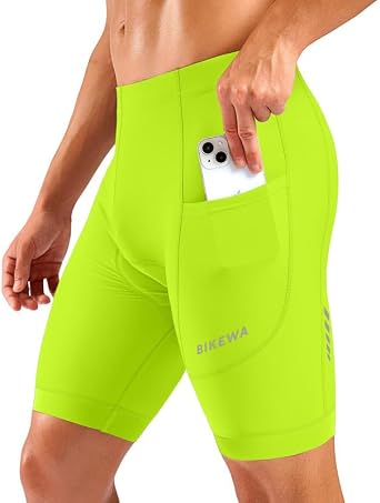 Bikewa Mens Cycling Shorts 7" 4D Padded Bike Shorts for Men Road Biking Bicycle Riding Cycle Biker Phone Pockets