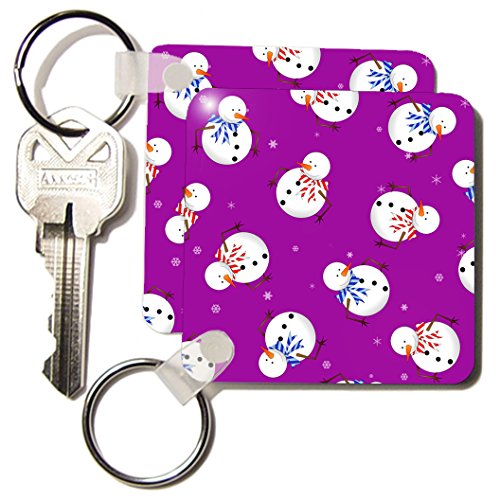 Porte-clés imprimé bonhomme de neige violet 3drose mignon 5,7 x 11,4 cm