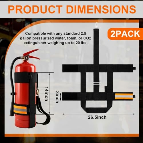 Image of Shyyween 2 Pcs Adjustable Fire Extinguisher Carrying Strap with Reflective Firefighter Gear Water Can Extinguisher Strap High-strength Nylon Webbing with Metal Buckle for Fire Safety (Orange)