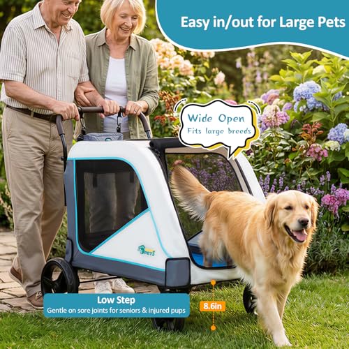 Image of Ownpets Extra Large Dog Stroller for Large Breeds, 154 lbs Capacity, Black