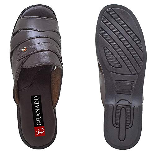 Chinelo masculino linha repouso em couro palmilha espumada GR 408 café (39, 408 café)