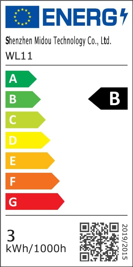 EU Energy Label for FULEN WL11 LED Wall Sconce, showing Energy Class B.