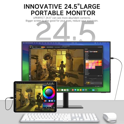 Image of 24.5 inch 2K Portable Monitor, 165Hz Gaming Monitor with 100% sRGB IPS Panel, Built-in Adjustable Stand & VESA Mount, USB-C HDMI External Second Screen for Laptop, PC, Phone, Xbox, PS5, Switch