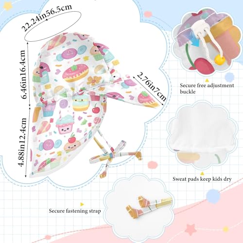 Cartoon Cute Color Ice Cream Dessert Toddler Boy Girl Beach Hat Baby Boys Beach Girls UPF 50+ Protection Neck Flap Traveling Camping4