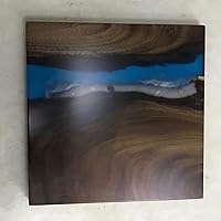 Vista 146 de Mesa de epoxi transparente, mesa de sofá con forma cuadrada, mesa auxiliar de resina de madera, mesa de centro de madera con borde natural para sala