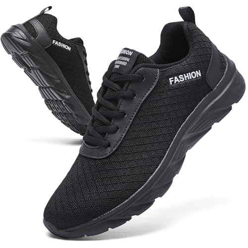 TIANZEBEN Herren Schuhe Turnschuhe Sportschuhe Laufschuhe Tennis Jogging Walkingschuhe Schuhe Fitness Leichtgewichts Atmungsaktiv Freizeit Straßenlaufschuhe Schwarz 45